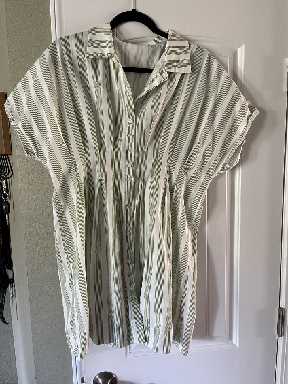Amazon Light Green and White Striped Mini Dress